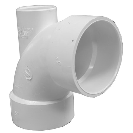 Charlotte Pipe And Foundry 3in. x 3in. x 2in. PVC Tee with Low Heel Inlet 90Deg. Elbow, H x H x H PFL032